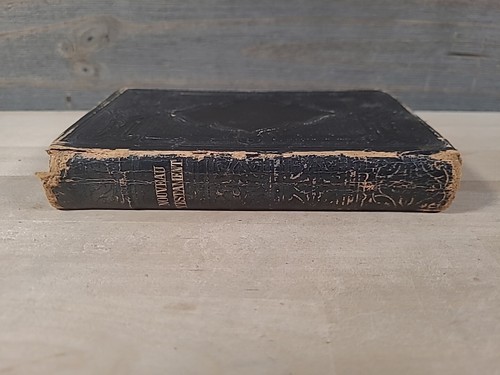 1864 NEW TESTAMENT French CIVIL WAR ERA leather AMERICAN BIBLE SOCIETY antique - Picture 6 of 21
