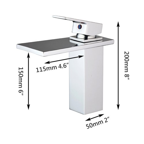 Bathroom Waterfall Spout Basin Sink Faucet Mixer Tap 1 Handle Deck Mount Chrome - Picture 2 of 10