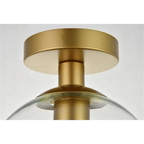 Living District Baxter 1-Light Metal & Glass Flush Mount in Brass/Clear - Picture 4 of 6