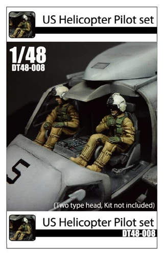 DiVision miniature 1/48 US Helicopter Pilot Crew set Figure Model Kit #DT48-008