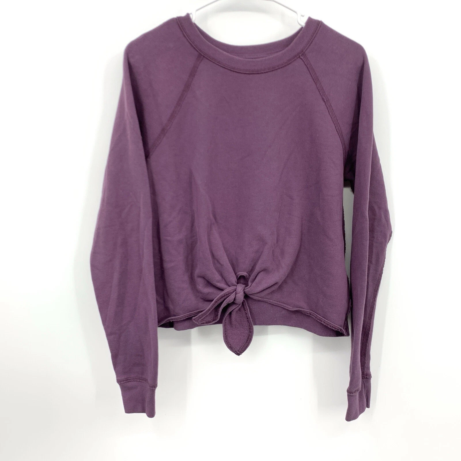 Abercrombie & Fitch Women Size Small Sweatshirt Purple Pullover Top Front Tie