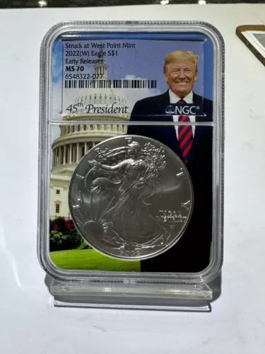 2022-(W) American 1 oz Silver Eagle Early Releases Trump Core Label MS 70 NGC