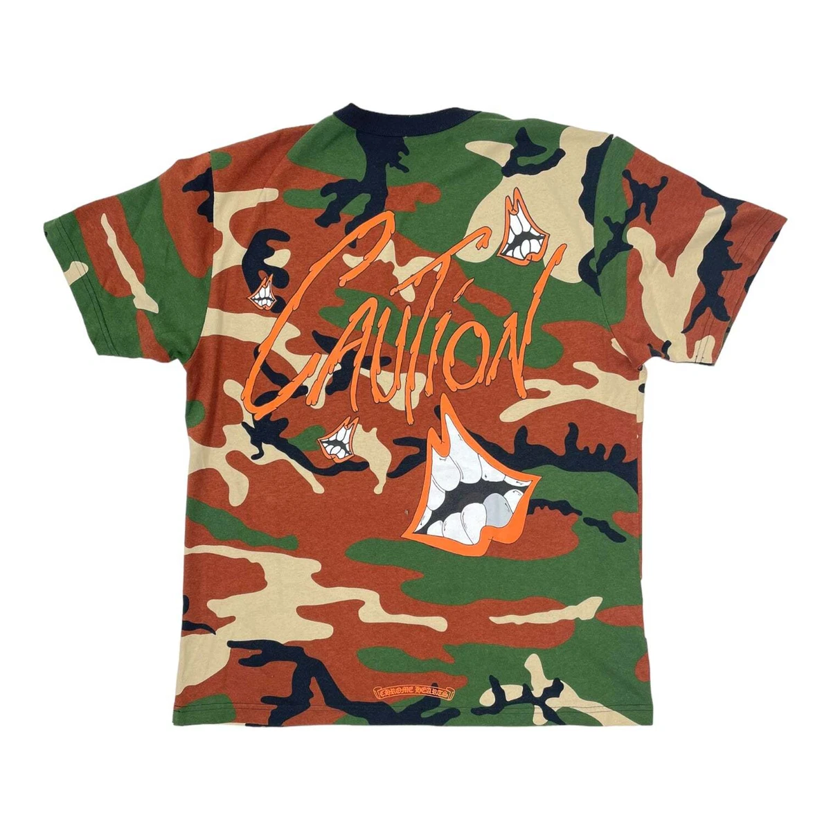 Chrome Hearts Matty Boy Pocket Caution Short Sleeve Tee Shirt Camo Pre-Owned
