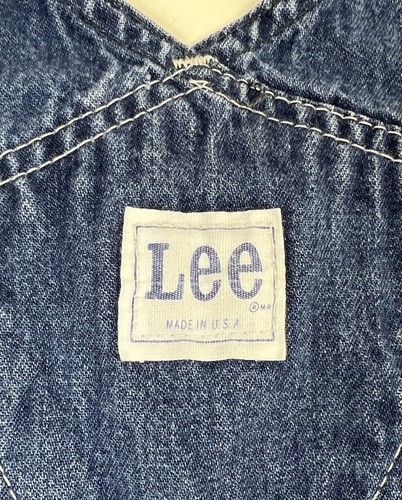 Vtg LEE Bib Overalls Kids Teen Denim USA Farmer Workwear 25" Waist 34" Inseam - Picture 4 of 7