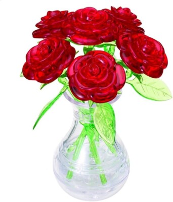 3D Puzzle 47 Piece Crystal Puzzle 6 Rose Red BEVERLY