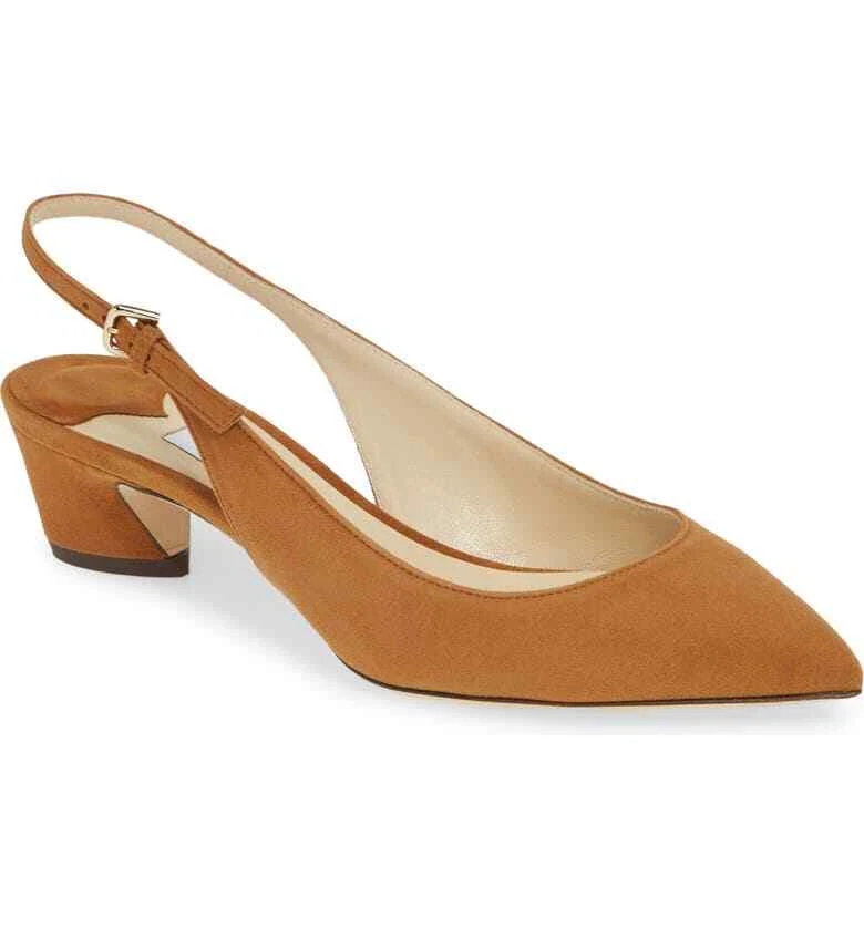 Chestnut shop suede pumps