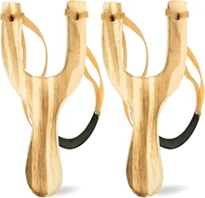 Wooden Slingshot Toy, 2PCS Solid Wood Slingshot with Classic Construction for Ou