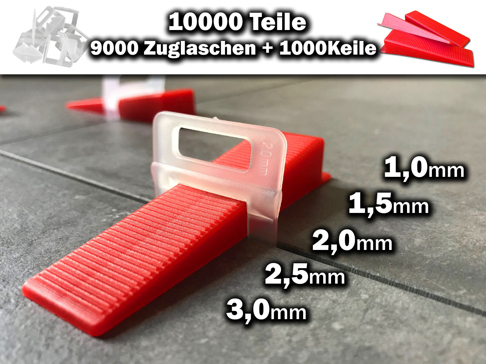 Zuglaschen Fliesen Nivelliersystem 1 1,5 2 2,5 3 mm Verlegehilfe Plan System