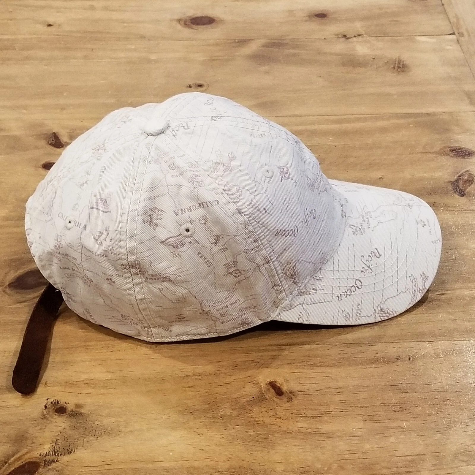 Lucky Brand Hat Cap Leather Strap Back Pacific Ocean Islands AOP Allover