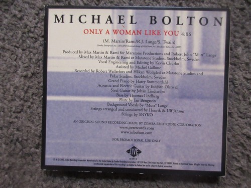 MICHAEL BOLTON "ONLY A WOMAN LIKE YOU" 2002 JIVE NM/UNPLAYED PROMO CD SINGLE - Picture 6 of 7
