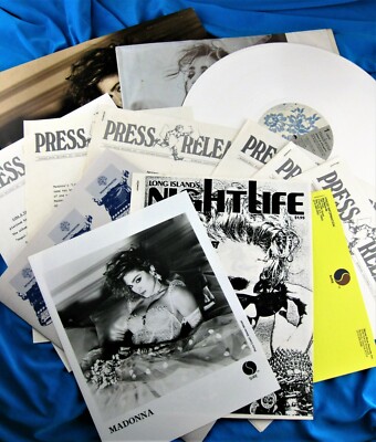 MADONNA LIKE A VIRGIN RARE PROMO LOT  NIGHTLIFE PRESS RELEASE & WHITE VINYL LP