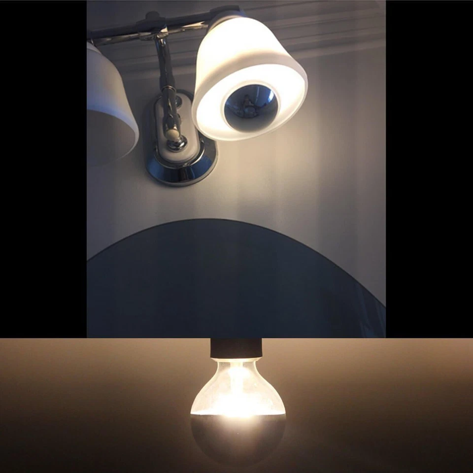 4Pack LED Round Half Chrome Globe Light Bulb G40, 2700K, 6W(60W), E26, 500LM - Image 4 of 4