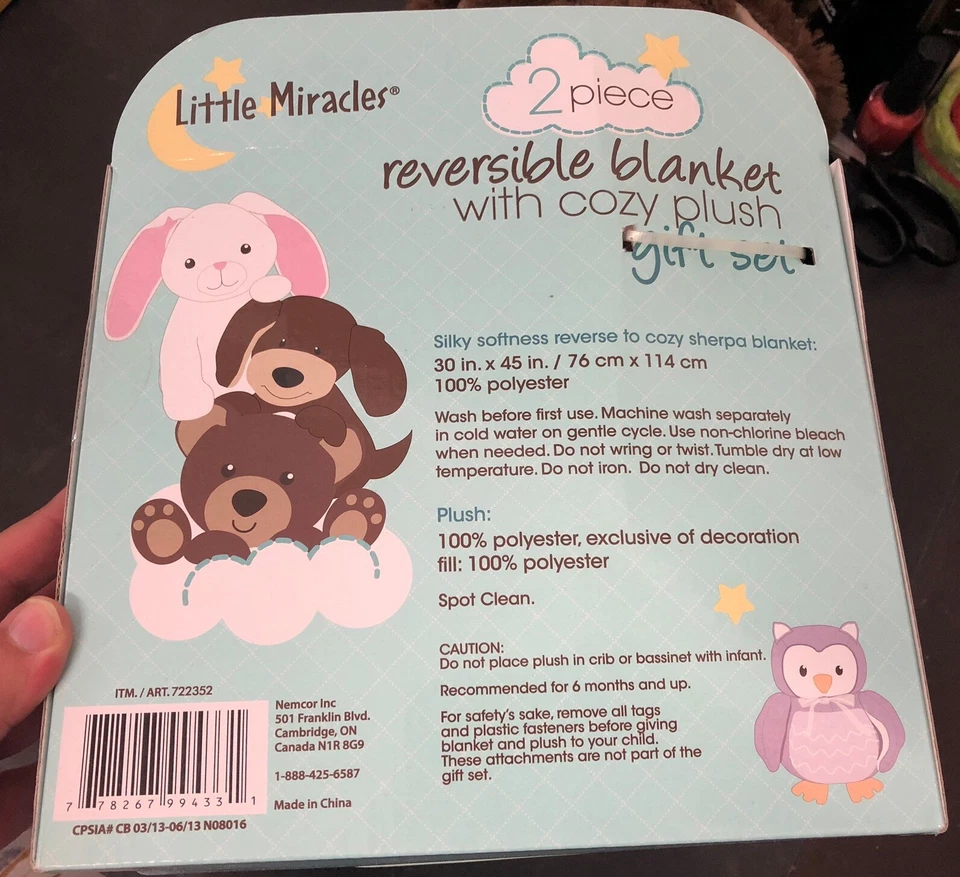 Маленькие чудеса Baby одеяло коричневый щенок ABC алфавит буквы зеленый Costco - Изображение 3 из 4