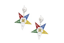 Order of the Eastern Star OES-Star Drop Earrings-Silver-New!