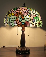 Stained Glass Table Desk Lamp Tiffany Style with Wisteria Design 16.5" Shade