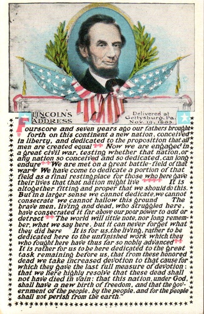 Postcard - Lincoln's Gettysburg Address, Gettysburg, Pennsylvania   2065