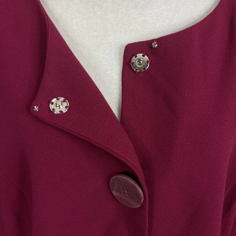 Monroe & Main Womens Snap Button Front Jacket Size 22W Dark Pink Polyester Blend - Image 4 of 4