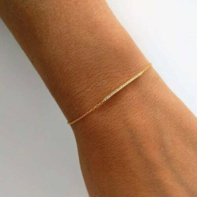 Delicate 1Ct Round Cut VVS1D Diamond Womens Bolo Bracelet 14k Yellow Gold Finish