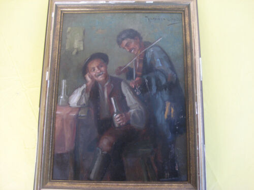 Ölgemälde In der Stube/Musiker/Personen signiert: Andor G. Horvath 1876-1966 - Bild 2 von 4