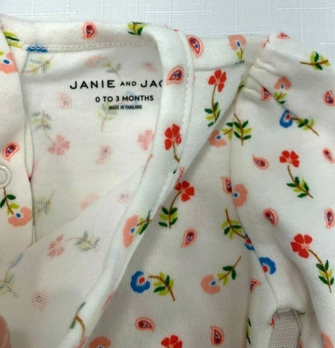 全新带标签 Janie and Jack 女宝宝 3 个月珊瑚粉色蓝色佩斯利花卉紧身衣 - 第 7 张/共 8 张