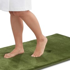 Memory Foam Bath Mat Non Slip Absorbent Super Cozy Velvet 17x24 Inch Green