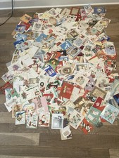 Vtg Vintage Christmas Holiday Greeting Cards Lot 1940s 1950s 1960s Ephemera Used