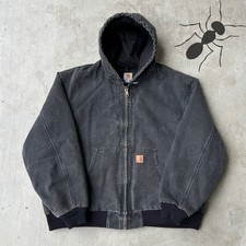Carhartt J130 BLK black hooded work wear jacket XXL