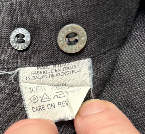 Botón Turnbull & Asser LINO Negro Ajuste Relajado Años 90 De Colección -UP.hecho ITALIA.LG - Imagen 5 de 7