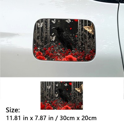 Goth Black Red Rose Gothic Style Car Fuel Tank Cap Sticker Sunscreen Decal