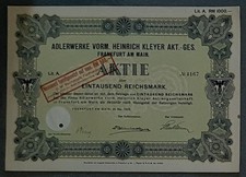 Dzieła orła vorm. Heinrich Kleyer akt.-ges. 1929 1000 RM
