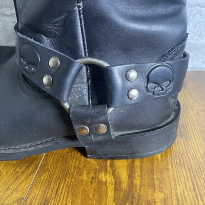 Harley Davidson RORY Black Skull Harness Biker Boots Leather  display picture 1