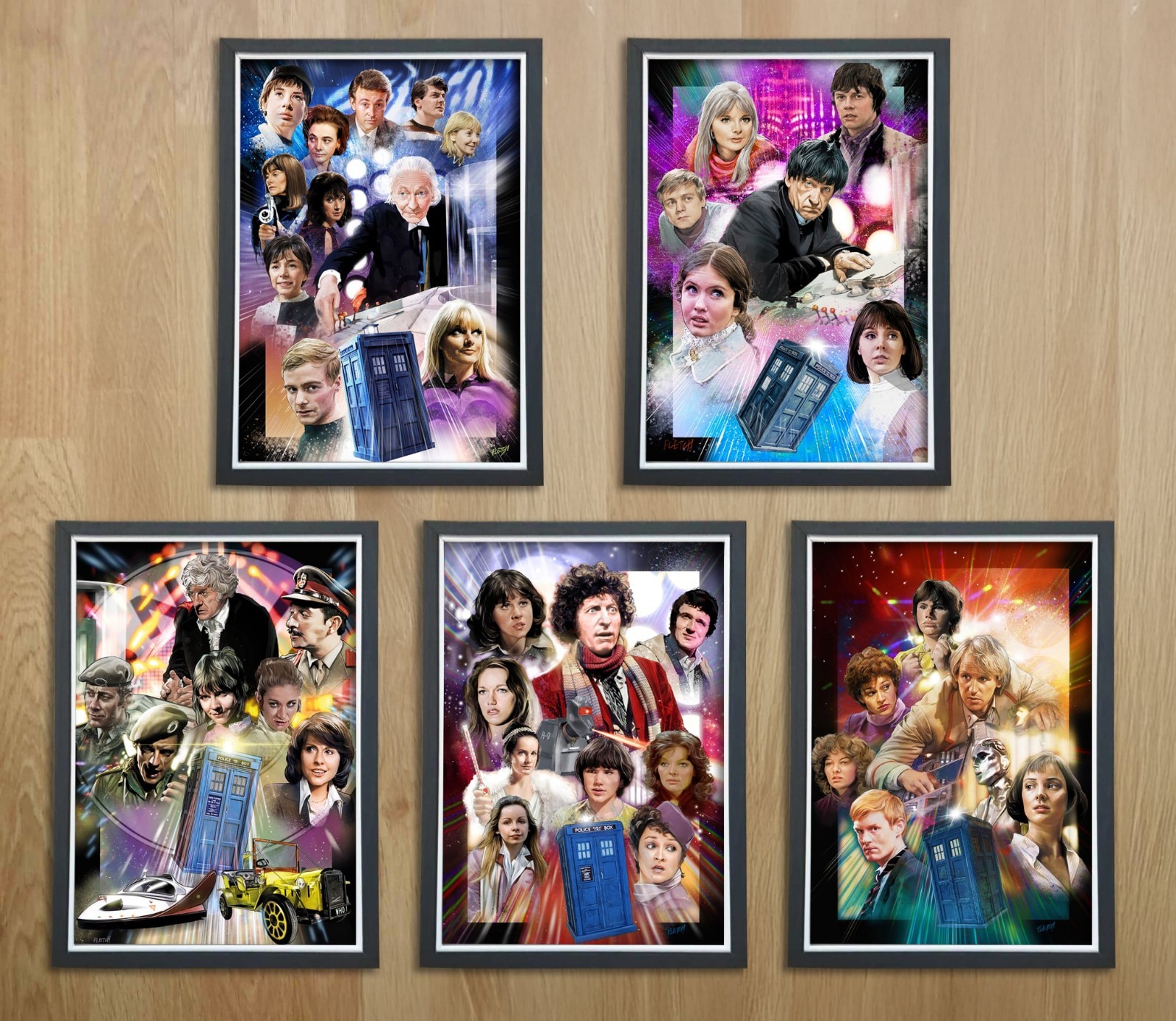 Doctor Who & Companions Framed A4 Artprints X5 Doctors 1-5 Drawn By ...
