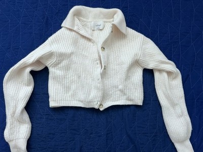 Wilfred Sweater Womens xs Cream 100% Merino Wool V-Neck Preppy