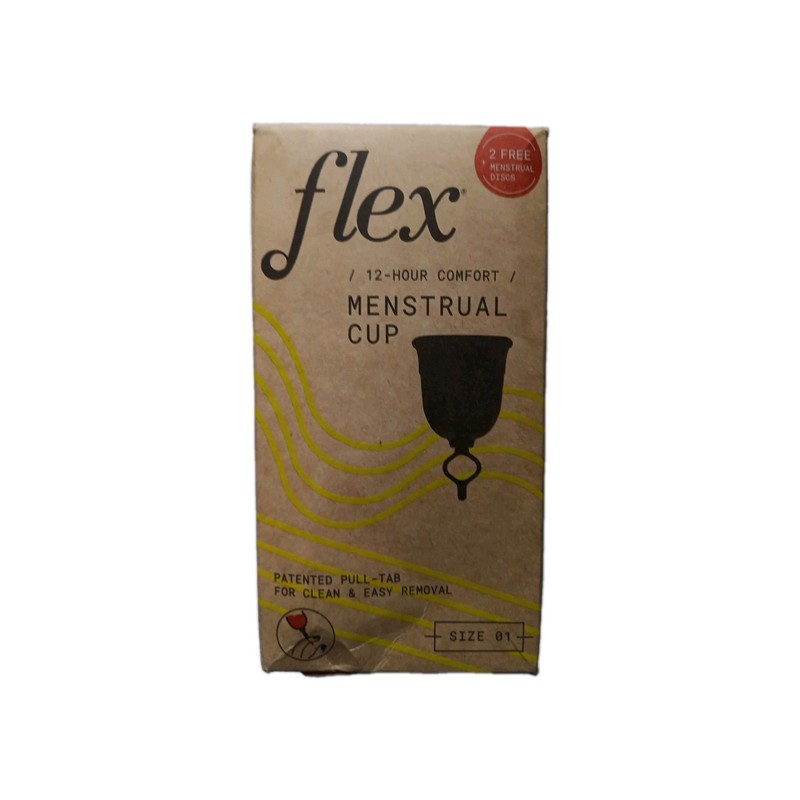 Flex Beginners Menstrual Cup +2 Discs Slim Fit Size 01 12 Hour Comfort