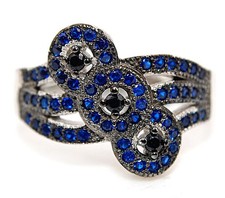 1CT Treated Sapphire Sapphire 925 Sterling Silver Ring Jewelry Sz 6,7,8 ZB8