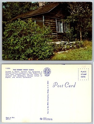 Robert Frost Cabin Ripton Vermont Postcard National Historic Landmark 1968