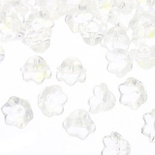 Glass Trumpet Flower Beads, 50 Pcs Gradient Flower Bead Charm, Bright White