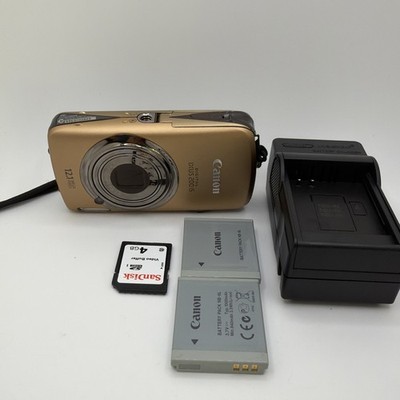Canon Digital IXUS 200 IS Camera Bunee Gold 12.1MP  Charger 2 OEM Batteries SD 