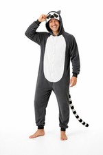 Kostüm Lemur Affe Lemuren Dschungel Madagaskar Tier Onesie Erwachsene M/L Neu