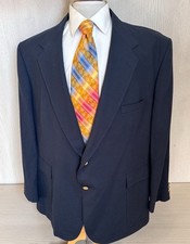 Stafford Vtg 50R Portly Fit Blue Gold Button Blazer Jacket Sport Coat USA Made