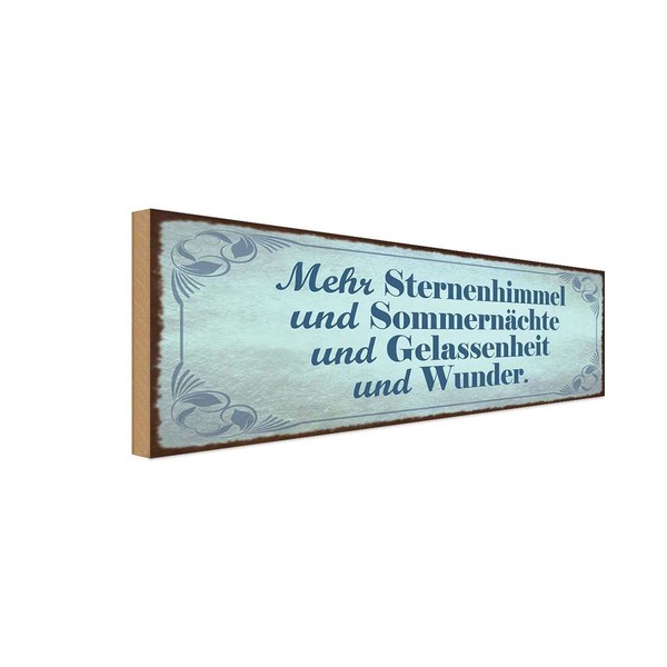 Holzschild 10X27 Cm Mehr Sternenhimmel SommernäChte Spruch Zitat Deko Geschenk H-image