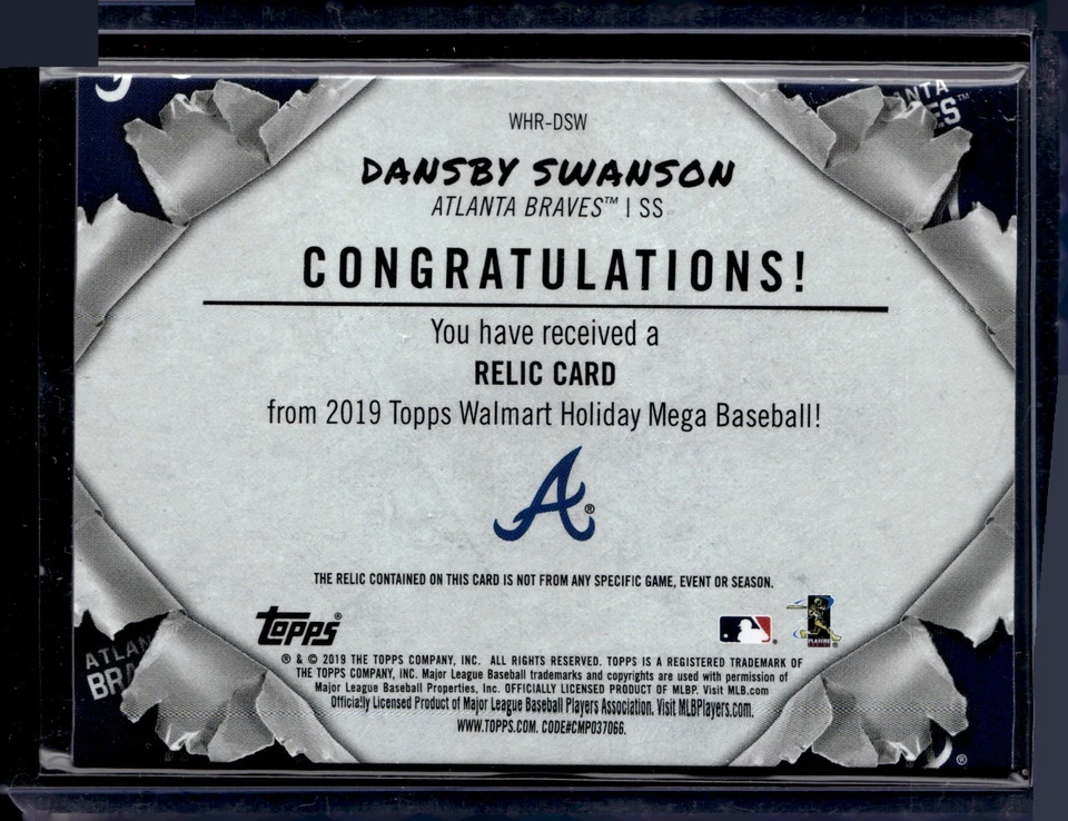 2019 Topps Holiday Dansby Swanson Mega Box Game Used Bat #WHR-DSW Braves - Image 2 of 2