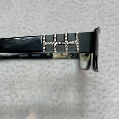 Bulova Boracay Eyeglasses Black Studded 52-16-135 Frames Only Bulova Boracay Black Silver Rectangle Eyeglasses Frames 52  main image 4