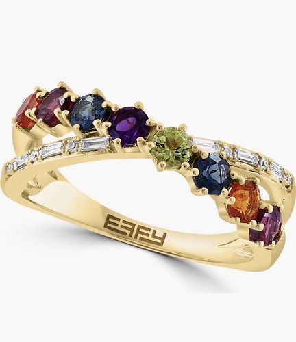 Effy 14K Yellow Gold Semiprecious Stone & Diamond Crossover Ring