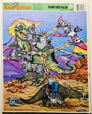 Vintage 1988 TYCO Dino Riders 14.5"x11.5" Frame Tray Puzzle RARE HTF Golden 80s