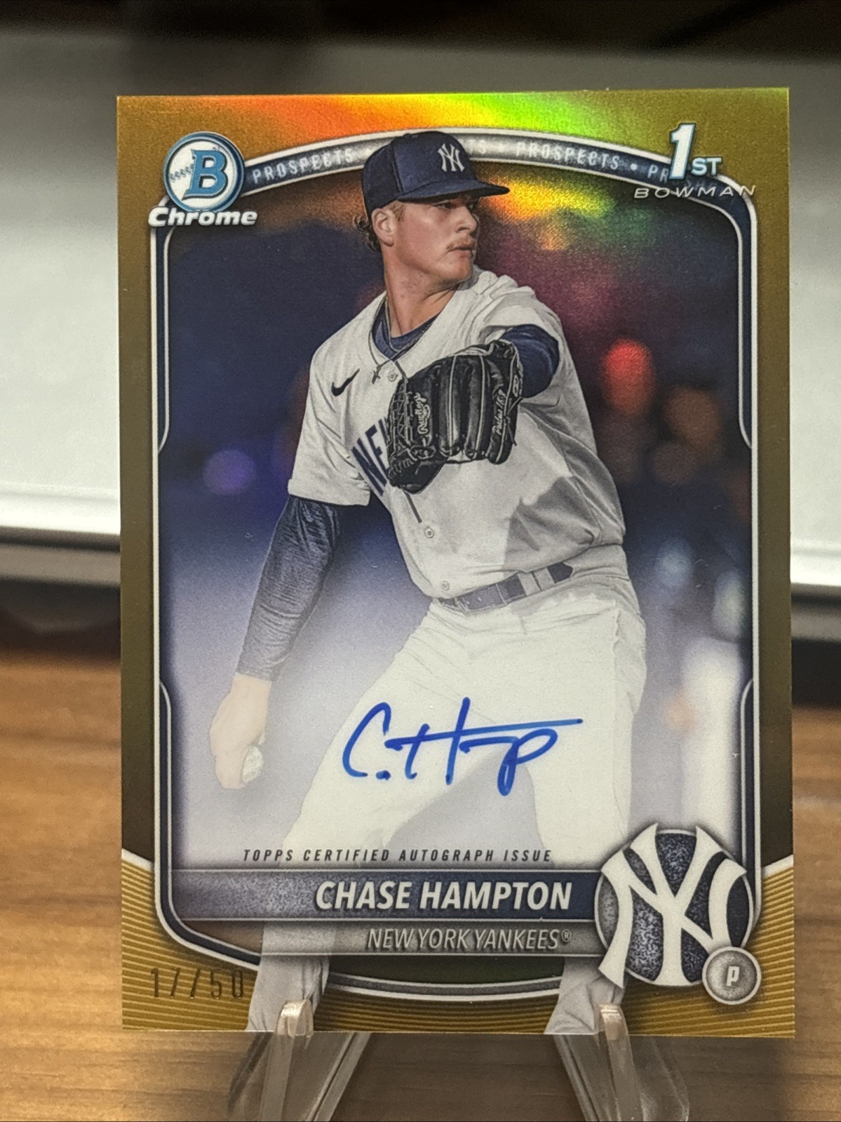2025 Bowman Chrome Chase Hampton 1st Bowman Gold Refractor Auto 17/50