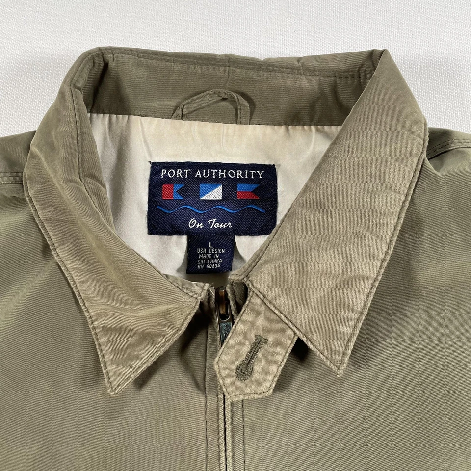 Vintage Charles Schwab Jacket Mens Large Green Bomber Harrington Preppy Zip 90s - Image 3 of 4