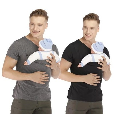 T-Shirt Kängurutasche Babytrage Kurzarm Mutter Vater Oberteil sicheres Shirt