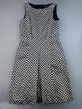 Lauren Ralph Lauren Dress Womens Size 4 Blue Metallic Abstract HARDLY WORN NICE