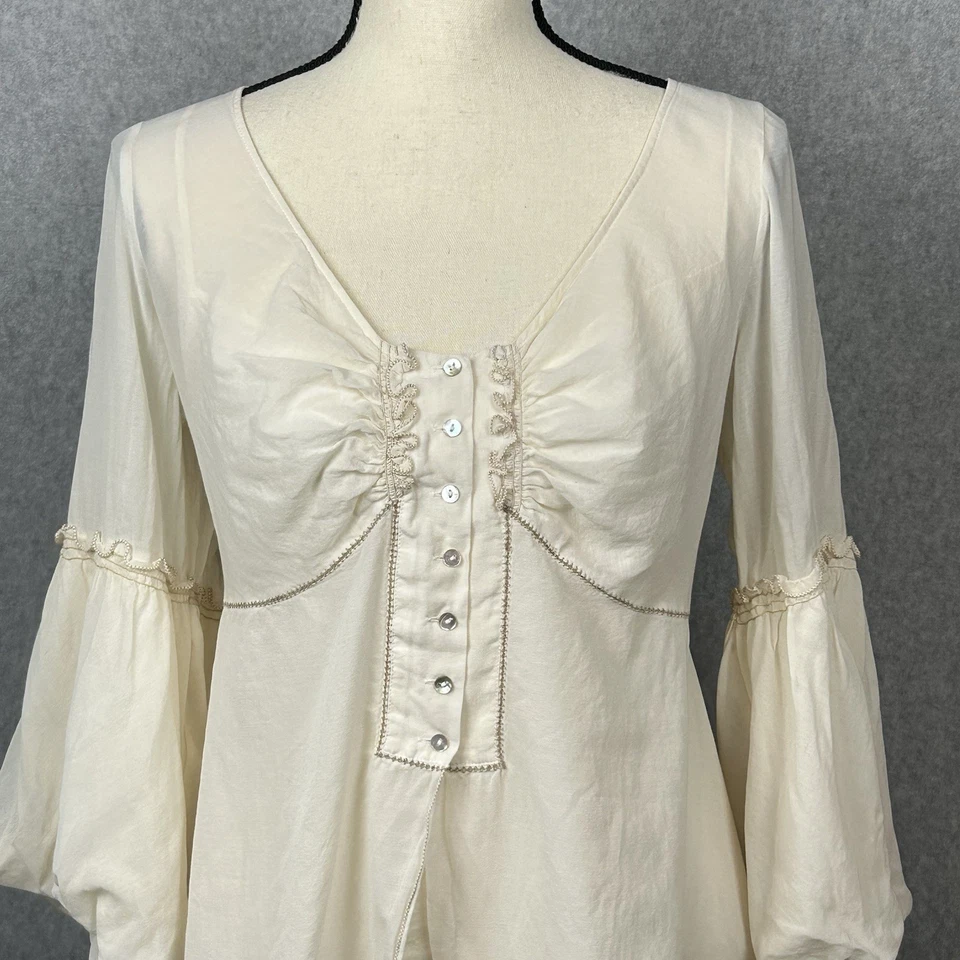 Vtg Studio M Womens Y2K Silk Babydoll Top Sheer Romantic Fairy Royalcore Sz XL - Image 3 of 4